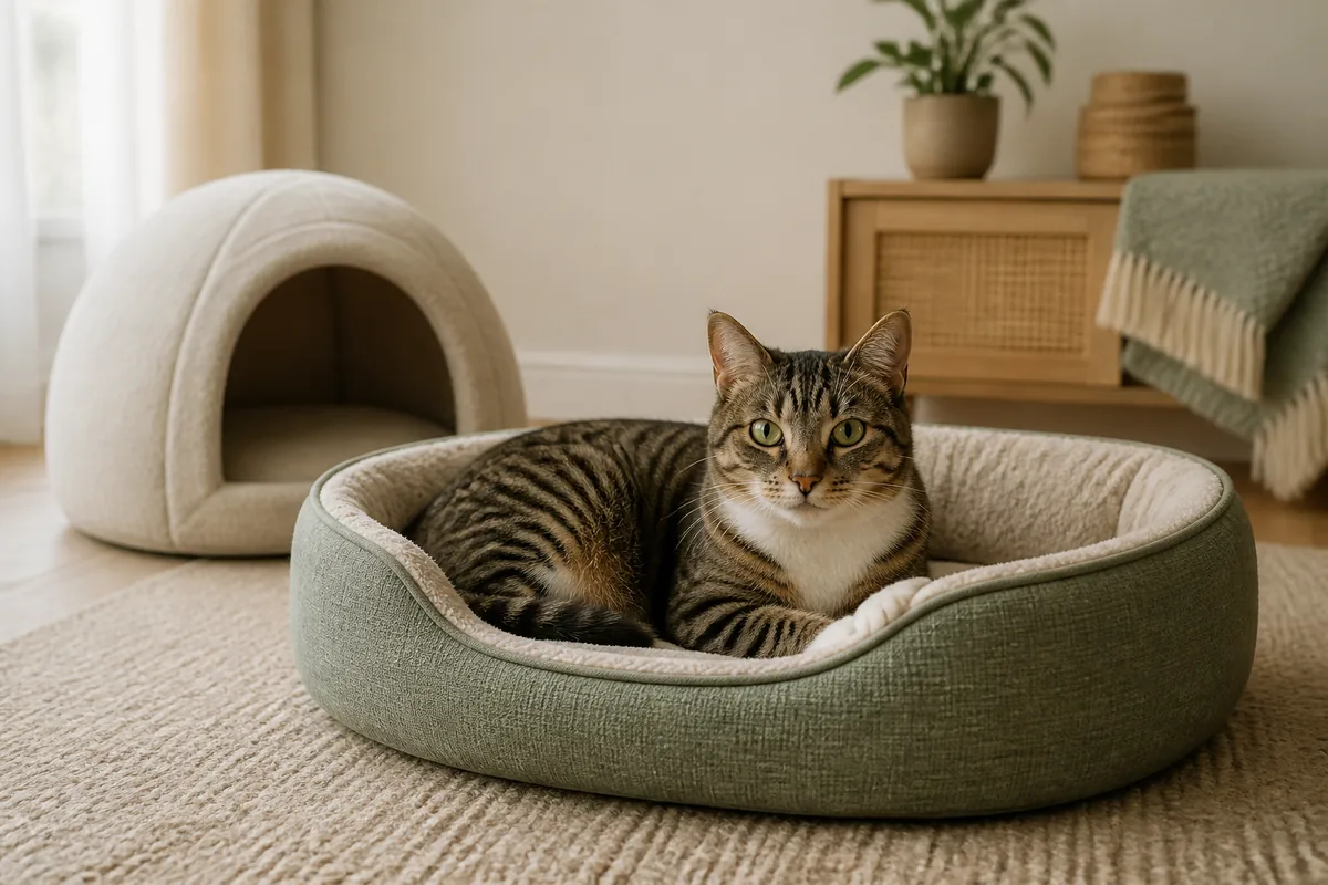 猫がくつろぐ猫ベッド