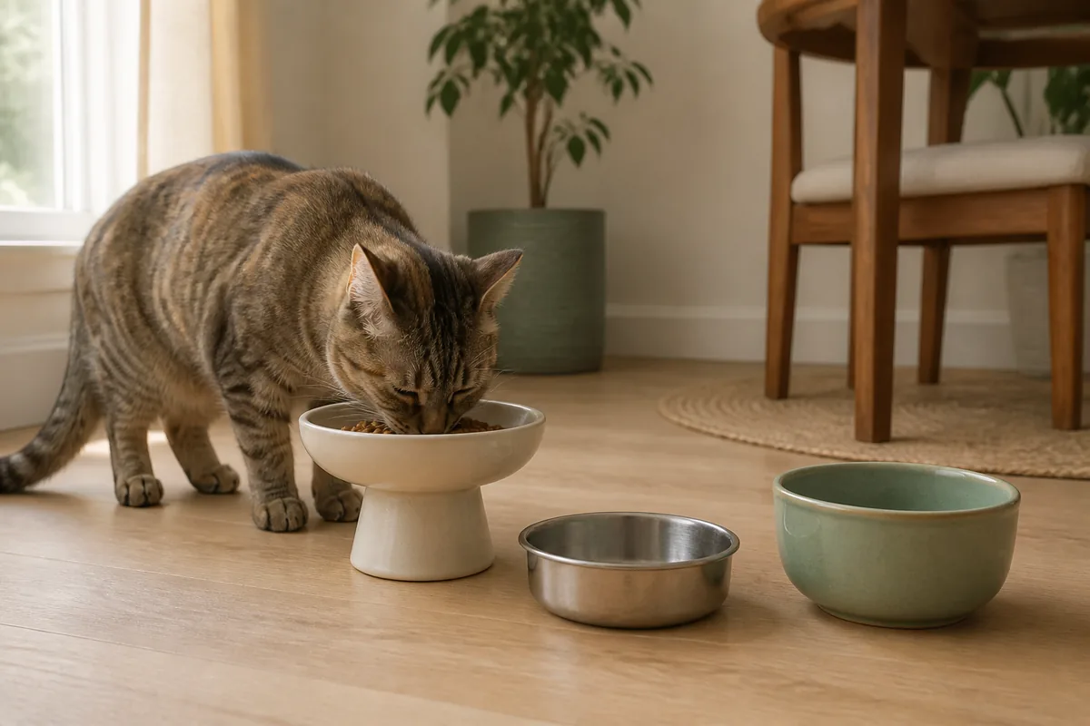 素材や高さの異なる猫用食器