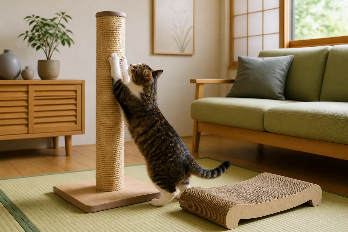 爪とぎを使う猫