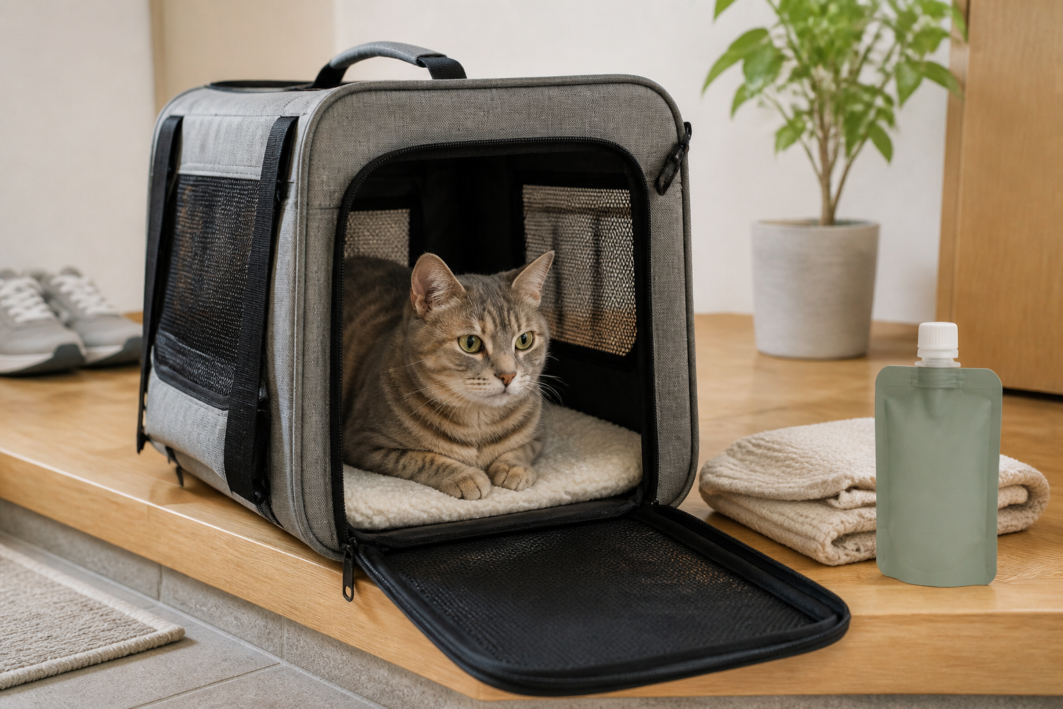 猫用キャリーで落ち着く猫